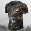Summer 3D Printed Short Sleeved Street Style Plus Size Top, Fashionable Casual Wear, Men's Lion Sportswear