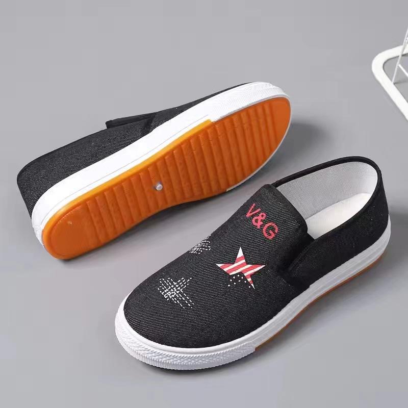 ****** and summer thick-soled one-pedal female student shoes casual thickened s**t-soled old ******* cloth shoes denim women's single shoes