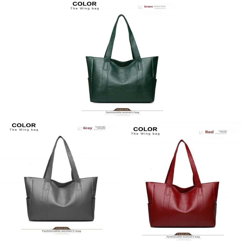 Womens Large Capacity Shoulder Bag Pu Material Fashion Handbag With Double Straps For Casual Outings