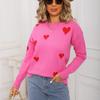 Ladies' Fashionable Heart-shaped Sweater, Loose And Versatile Valentine's Day Knitted Pullover Sweater