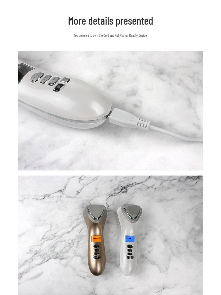 Ultrasonic Ion Face Massager with Hot/Cold Therapy & Light Rejuvenation