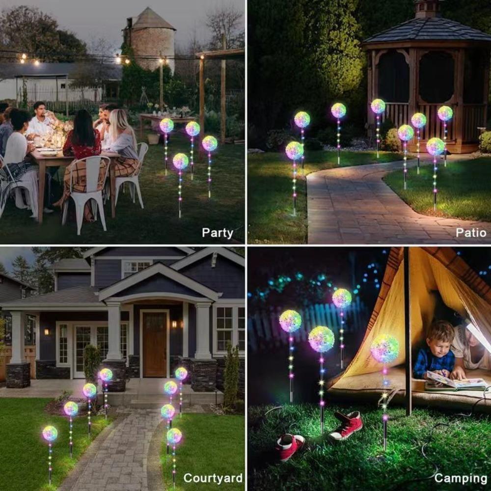 1/3 Heads Dandelion Lights Solar Powered Solar Yard Lights New Insertion Decorative Lamp
