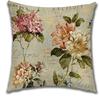Federa Cuscino in Lino Stile Vintage Americano Floreale per Divano Casa Soggiorno Camera da Letto Decorazione Casa, 40X40 45X45 50X50 60X60