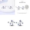Sparkling Blue Zircon Hoop Earrings Pave U Shape Star Devil Eyes Circle S925 Drop Earring Fit Original Party Jewelry