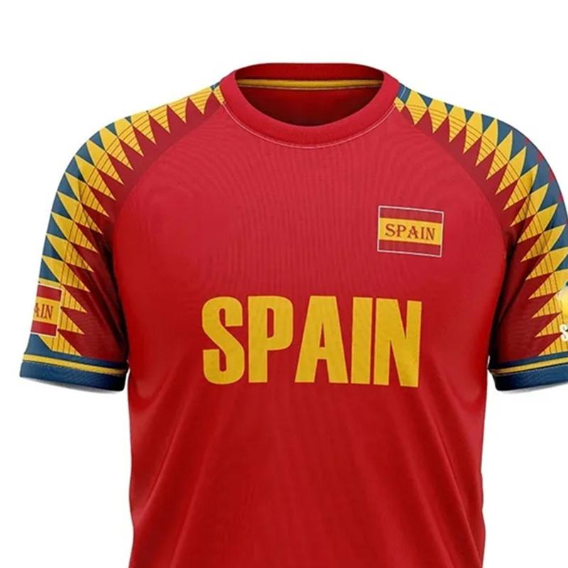Camiseta con Estampado 3D de la Bandera Nacional de España para Hombre Colores Mangas Cortas Camiseta Streetwear Ropa Harajuku Cuello Redondo Camisetas Holgadas Top