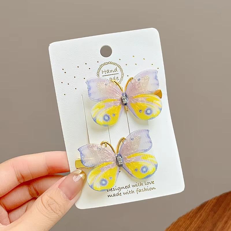 

2 шт./набор Красочные шифоновые искусственные бабочки Заколки для волос для девочек Милые аксессуары для волос Сладкое украшение для волос Заколка-автомат