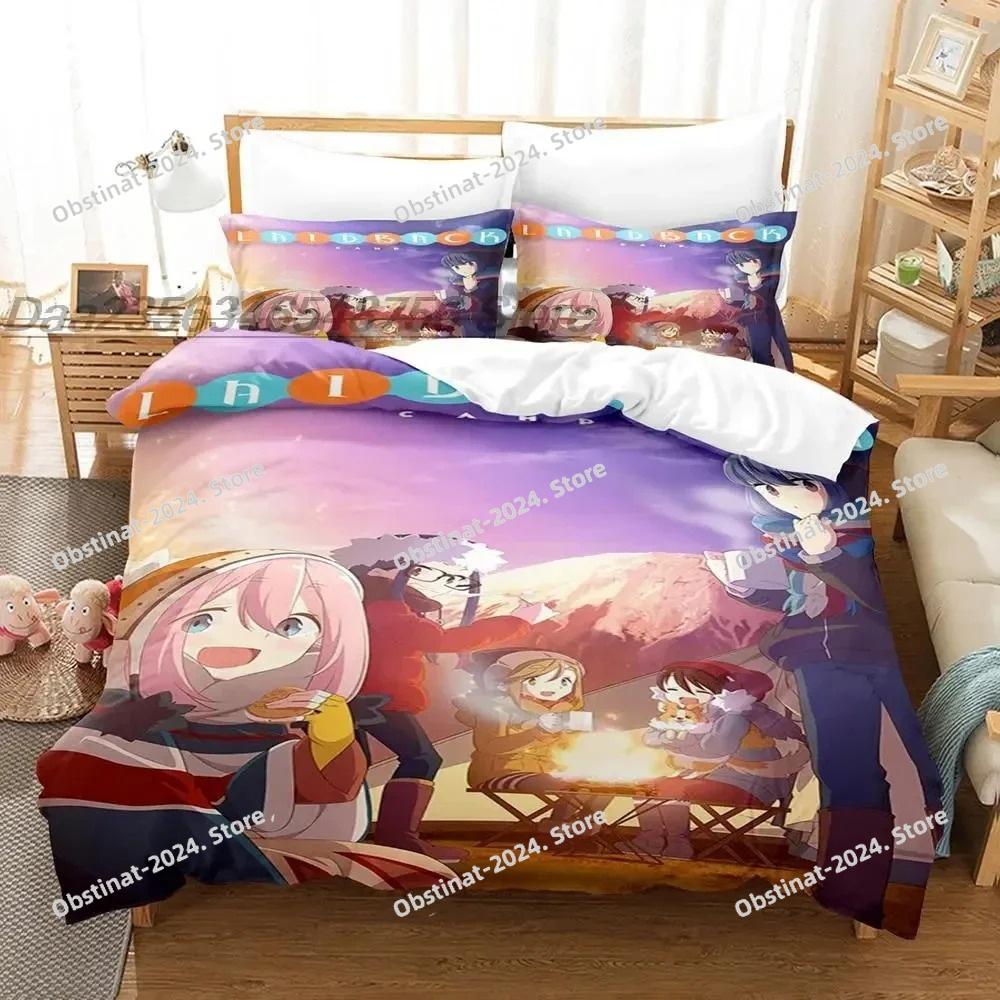 Fashion 3d Printing Anime Laid-Back Camp Bedding Set Single Twin Full Queen King Size Bed Set Adult Kid Bedroom Duvet cover Sets
