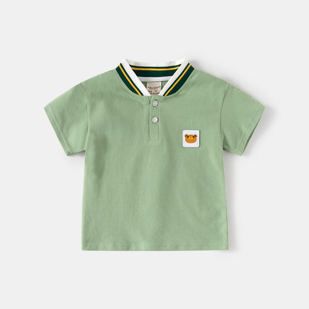 Cartoon Cotton Short Sleeve Polo Shirt for Toddler Boys - Summer Stand Collar T-Shirt