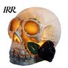 Gruselige Totenkopf-Lampe Gotische Leuchtende Rose Blumenfigurine, Tag der Toten Harz Halloween Dekor Statue, Totenkopf für Schreibtisch Zuhause