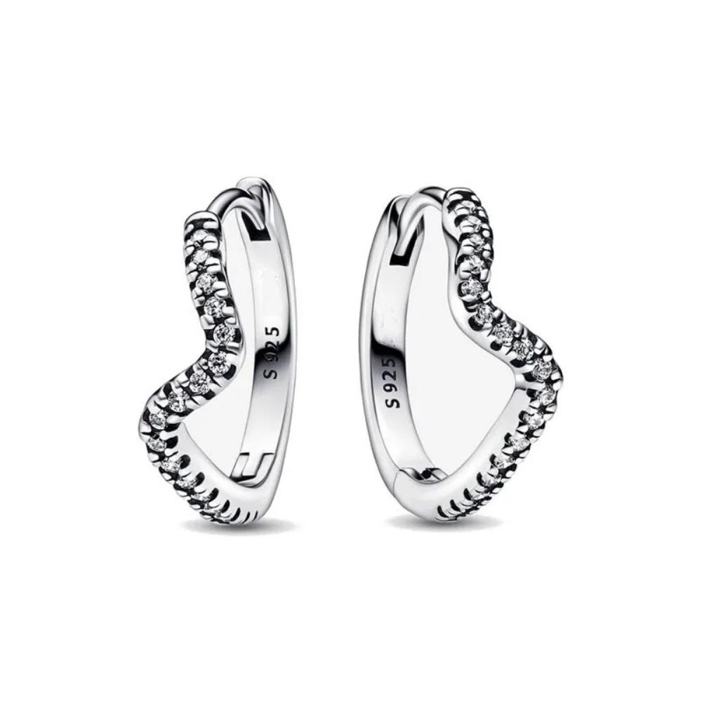 Nya 925 Silverpläterade Hjärta Zirkon Fjäril Hänge Örhängen Original DIY Dam Smycken Hängande Tillbehör Berlock Pärla Amulett