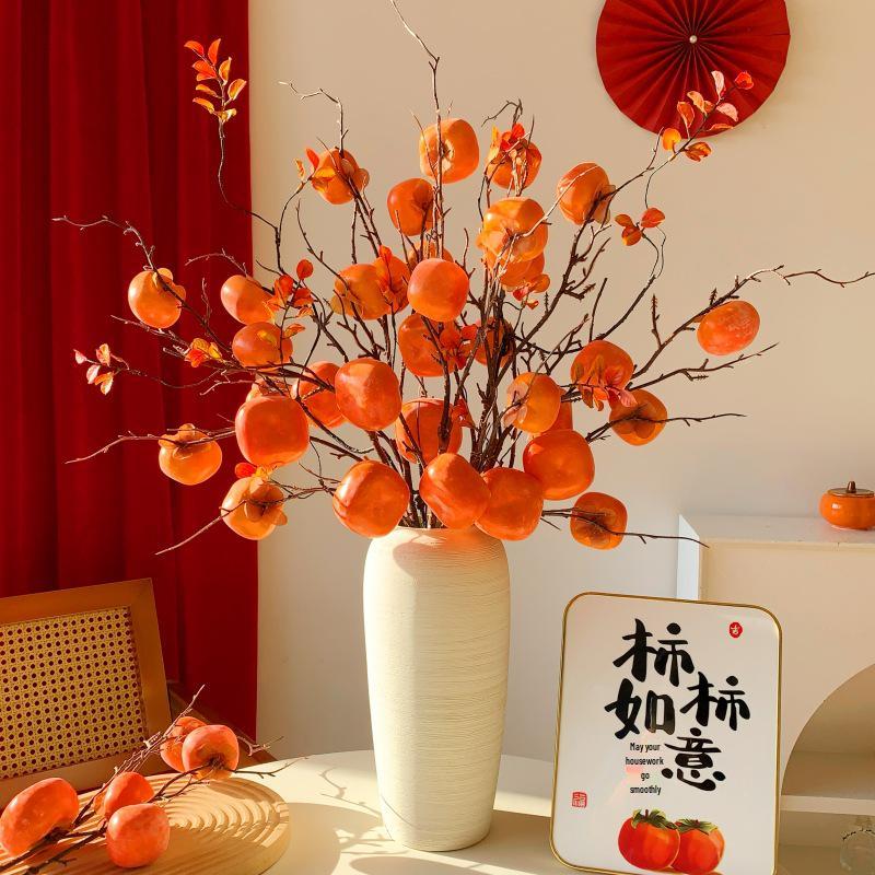 Persimmon Fruit Flower Arrangement: New Year's Dried Floral Decoration