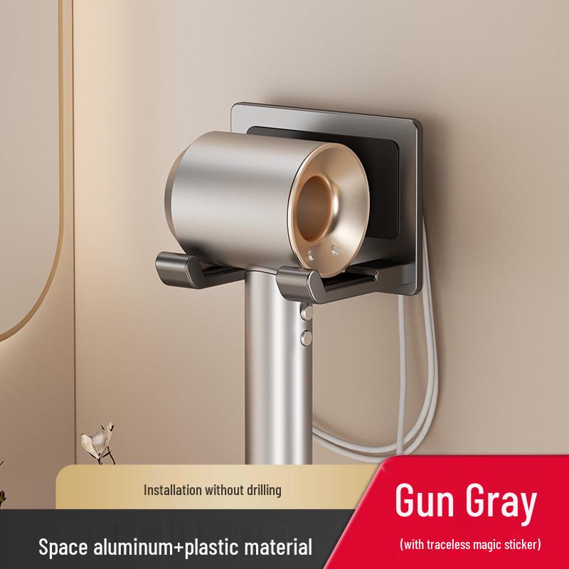 Wall-Mounted Punch-Free Hair Dryer Holder Rack