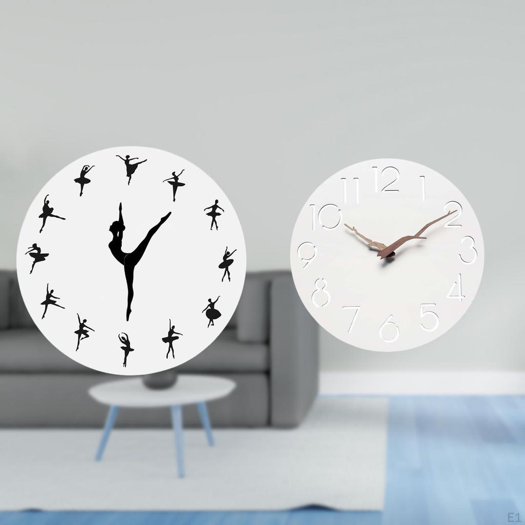 Ballerina Dancing Girl Silent Clock Charming Decorative To Read for Kitchen Office Home Study Room