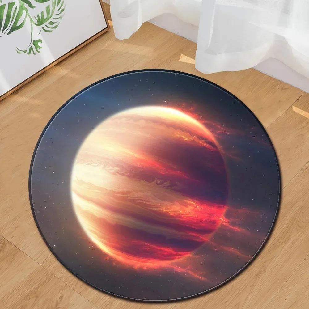 Earth Moon Ocean Round Carpet Circle Children Crawling Play Mat Home Decor Large Size Area Rugs for Living Room Bedroom Bathroom
