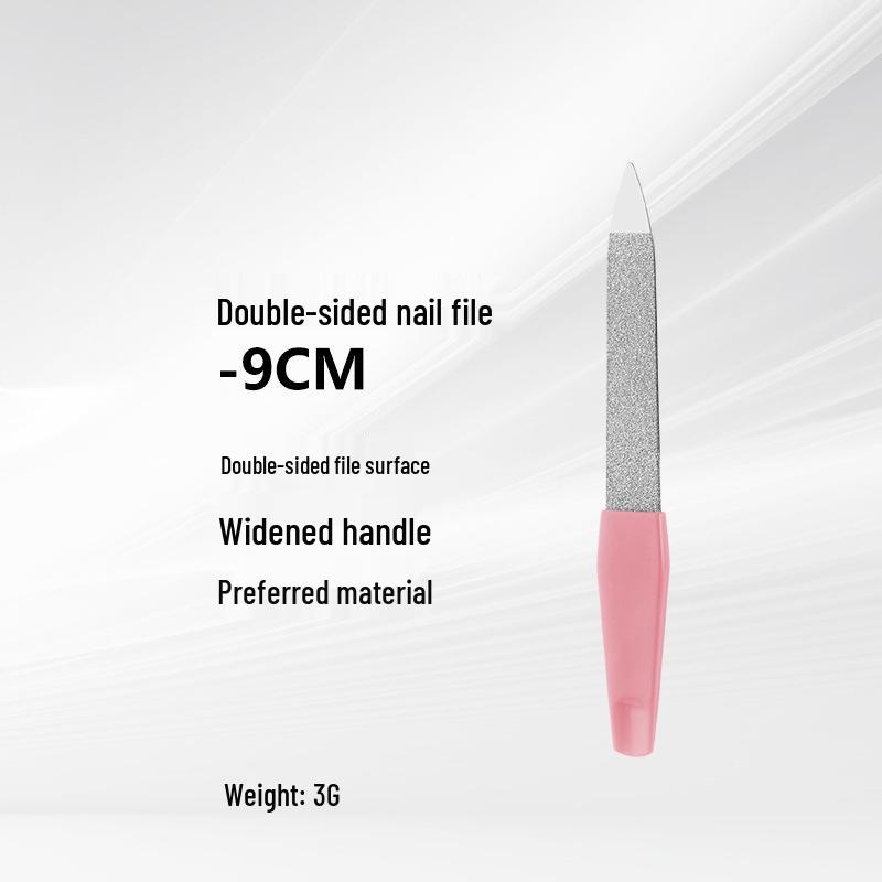 

Double-Sided Stainless Steel Nail File with Plastic Handle for Home Manicure