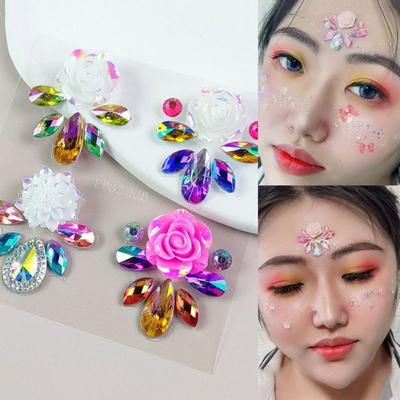 DIY Forehead Tattoo Stickers 3D Children Gem Stickers Face Body Rhinestone Stickers  Party