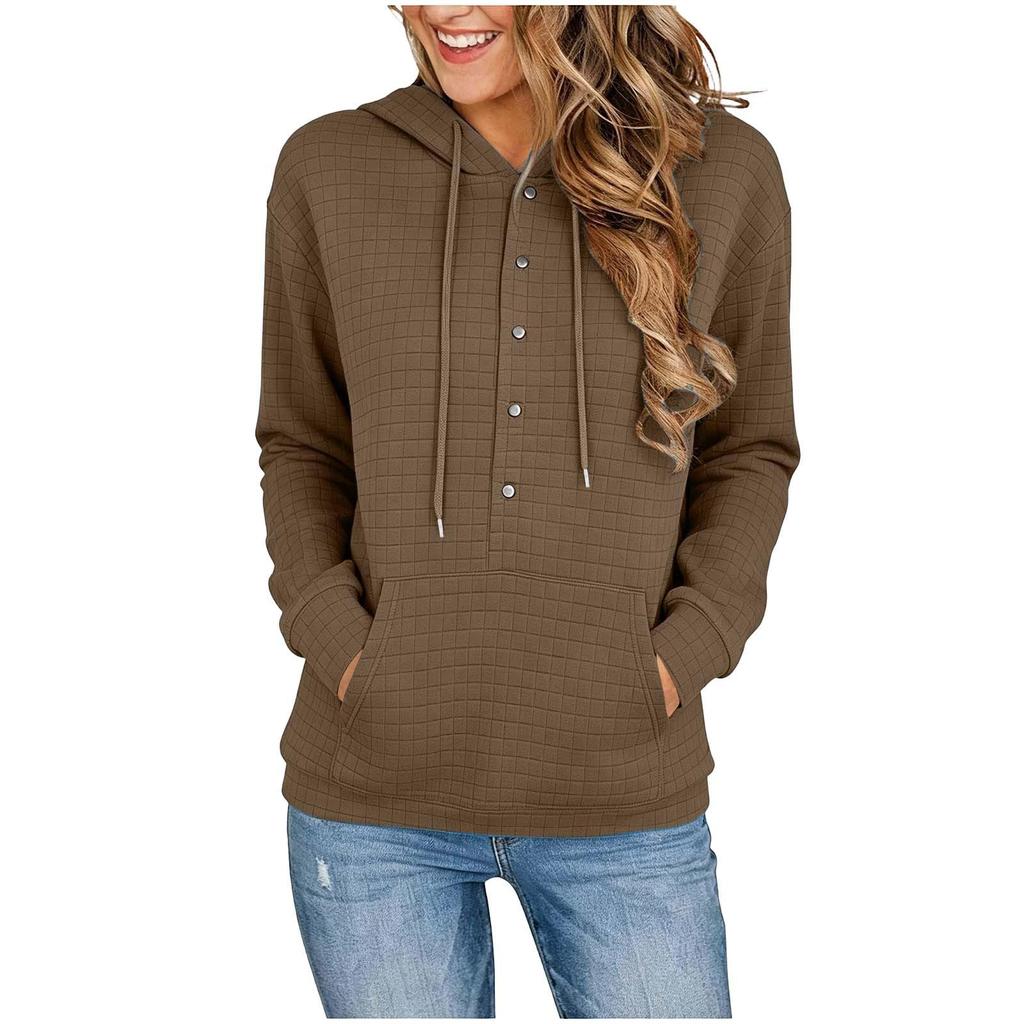Women's Half-Zip Hoodie with Drawstring Long Sleeve Neck Pullover