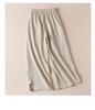 Women's 2026 Summer Ice Silk Wide-Leg Pants - Retro, Plus Size, Nine-Point Length, Solid Color, Thin and Comfortable.