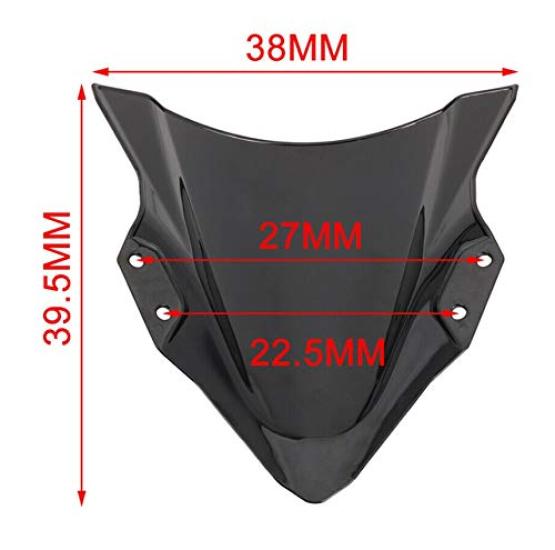 Motorcycle Windshield Iridium Windscreen with Black Nuts and Bolts for Kawasaki Ninja 400 2018 2019 Fasteners, (Deep Iridium)
