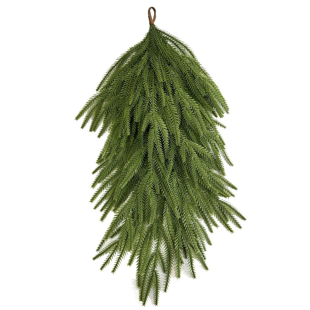 Christmas Wall Hanging Realistic Soft Touch Norfolk Pine Needle Upside Down Tree Vine Greenery Festive Holiday Decor Accessory