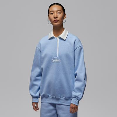Jordan Sweatshirts Women s Blue/White Lapel Moderate Regular XL