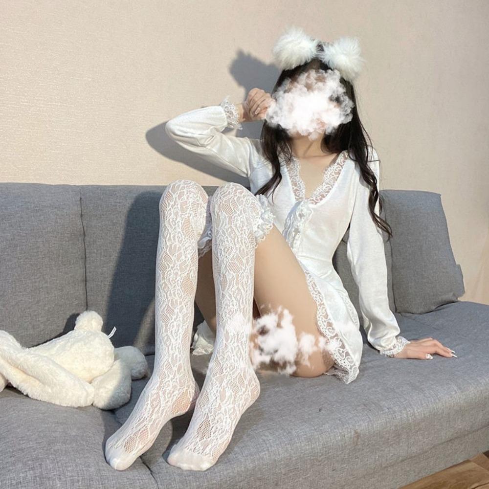 Japanese Lolita Knee Socks Summer Lace Long Tube Black Stockings Cute Jk Calf Socks Women Lolita