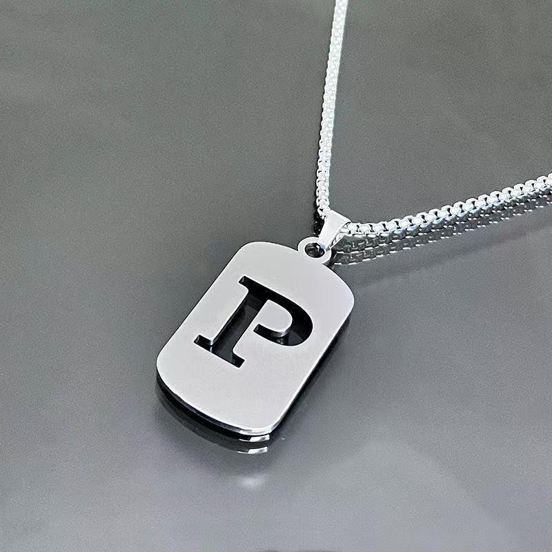 Simple Titanium Steel 26-Letter Necklace for Men and Women - Trendy Minimalist Design