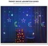 LED Star Moon Curtain String Lights with Battery & USB for Bedroom Décor