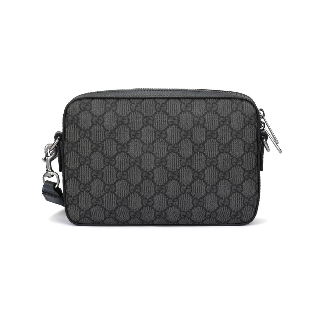 Gucci Ophidia Silver Logo Zipper Canvas And Leather Trim Crossbody Bag Men bags Gray 699439-UULHK-8576