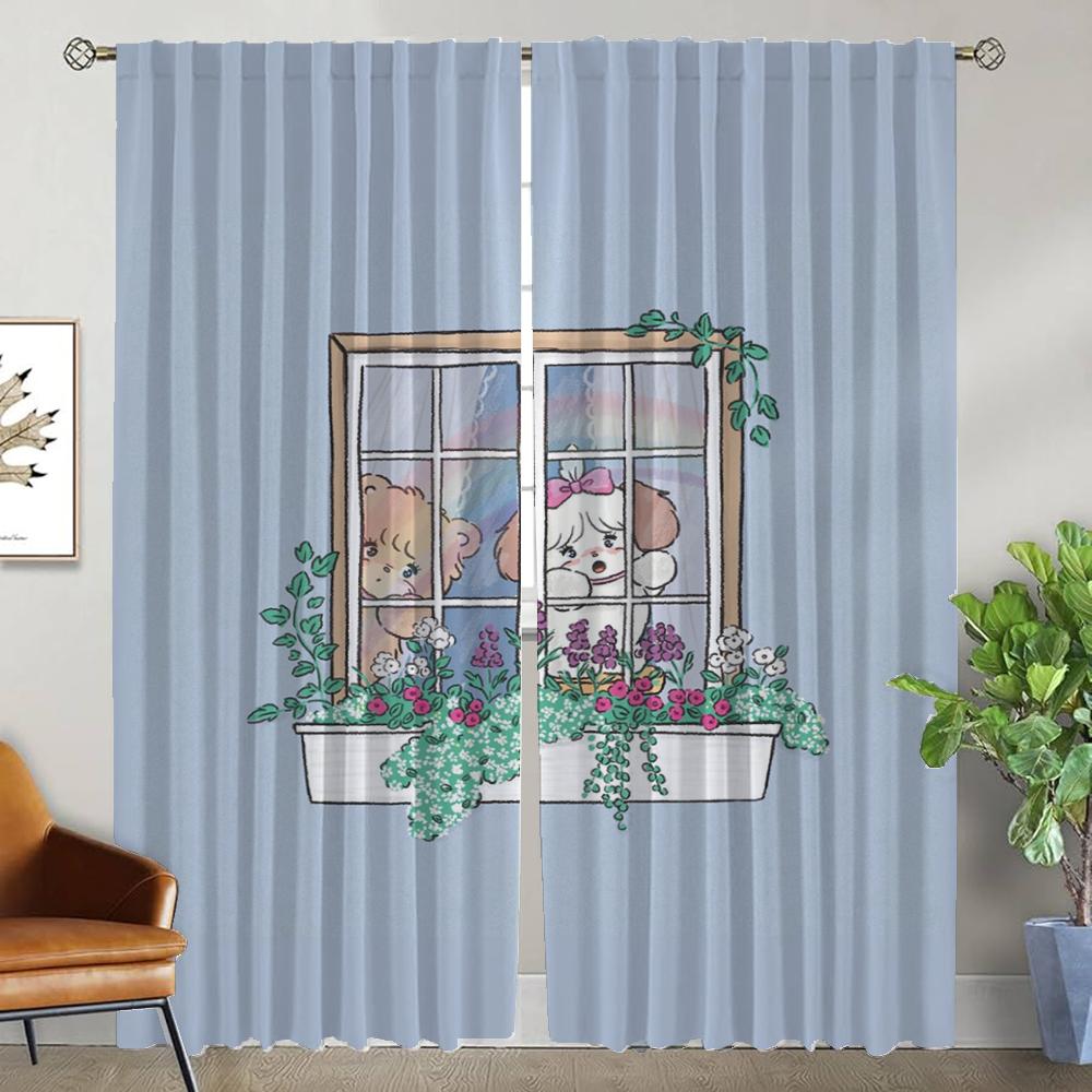 Mikko Modern Living Room Curtains for Camera Halloween Decoration Home Interior Curtains 2 Pieces Shades Tulle for Bedroom Child