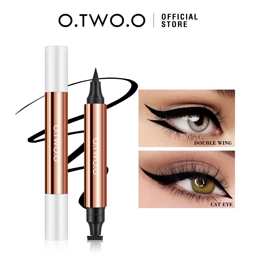 O.TWO.O Eyeliner Stamp Kit Eyeliner Pencil Waterproof Long-lasting Resistant Black Liquid Eyeliner Stamp for Eyes Makeup