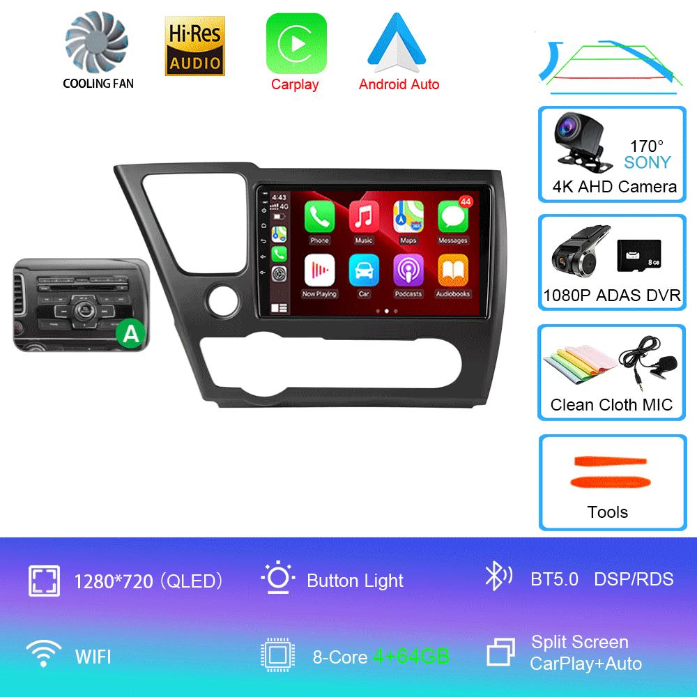 Car Radio Android 14 For Honda Civic 9 9th US Sender Coupe Multimedia Player Video Carplay DSP GPS No 2din DVD Head Unit