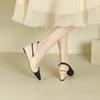 -1 rear empty one-word color matching wedge heels women's and women's summer new pointed thick-soled high heels