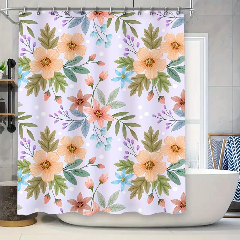 

Floral Print Shower Curtain Home Decor Bath Waterproof Fabric Pink Floral Design For Bathroom Window Treatment In White Pastel C W60H190(CM)-1 Pcs