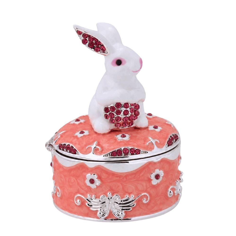 Enamel Jewelry Organizer Zinc Alloy Decorative Trinket Box Earring Ring Storage