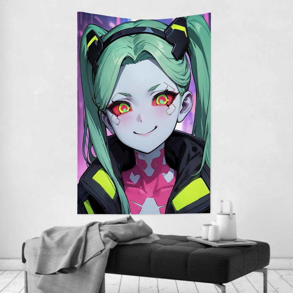 Rebecca Animated CCyberpunk Tapestry Room Decor Wall Cloth Party Hanging Background Room Decor Baby Room