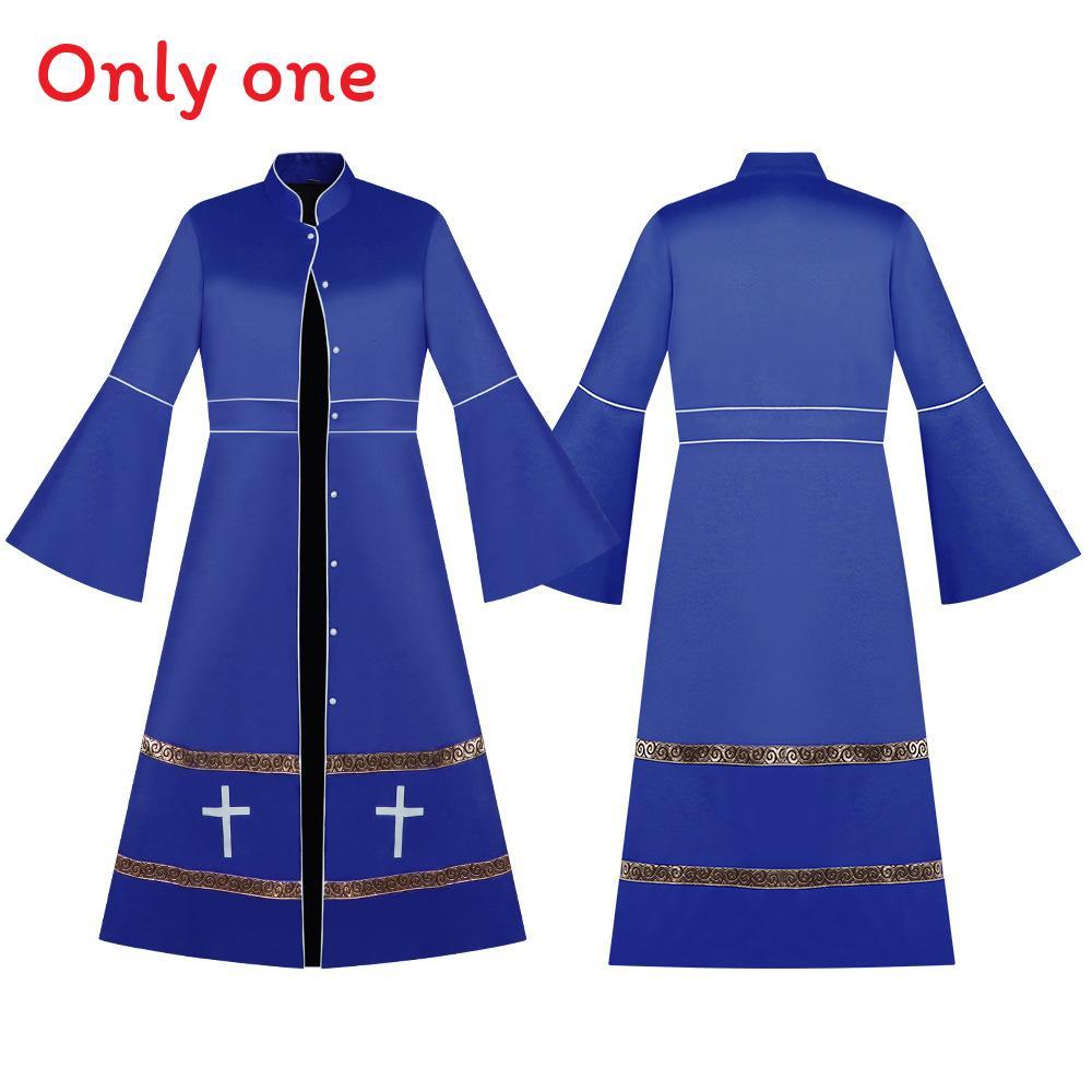 

Medieval Church Priest Robe For Women With Polyester Fabric For Cosplay And Fantasy Role Play 2XL синій
