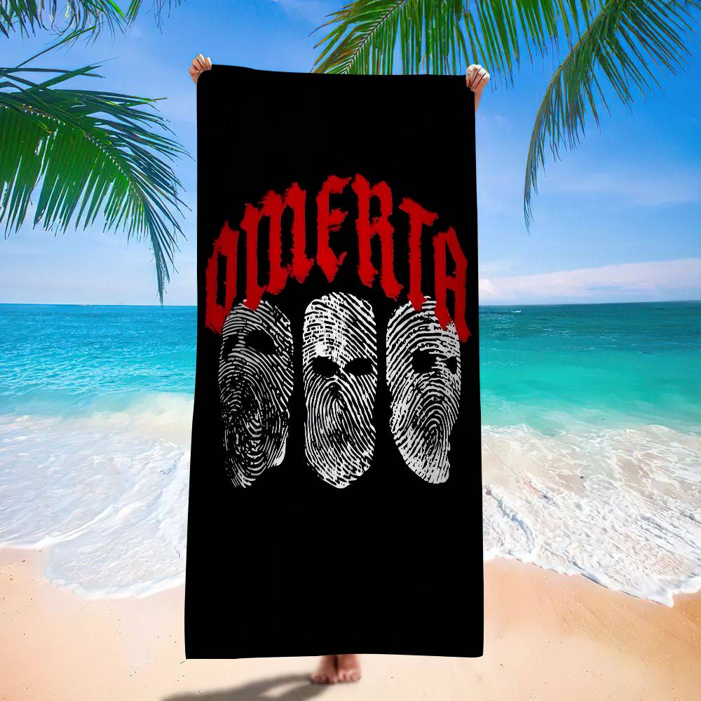 Marke Omerta Maes 47 Logo Schwarzes Mikrofaser Strandtuch Saugfähig Schnelltrocknend Weich Yoga Schwimmen Resort Bergsteigen Handtuch