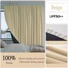 1Pcs Full Blackout Partition Blackout Curtain Polyester Fabric High Shading Protection Window Door Curtain Beige