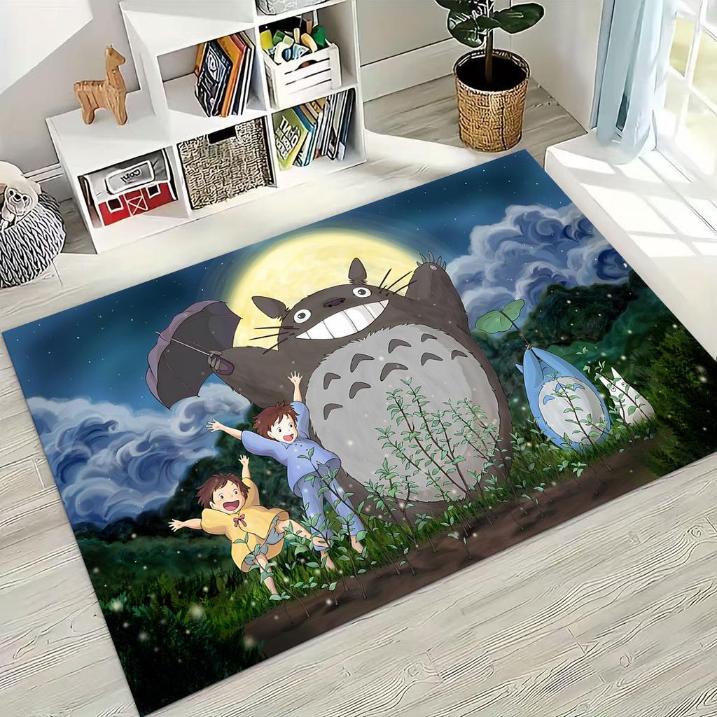 Kawaii T-Totoros Cartoon Art Carpet Rug for Bedroom Living Room Sofa Home Doormat Decor,Large Kids play Non-slip Floor Mat