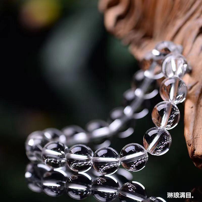 Natural East China Sea Old Material White Crystal Round Bead Bracelet, Old Mine White Crystal Bead Bracelet, Loose Beads
