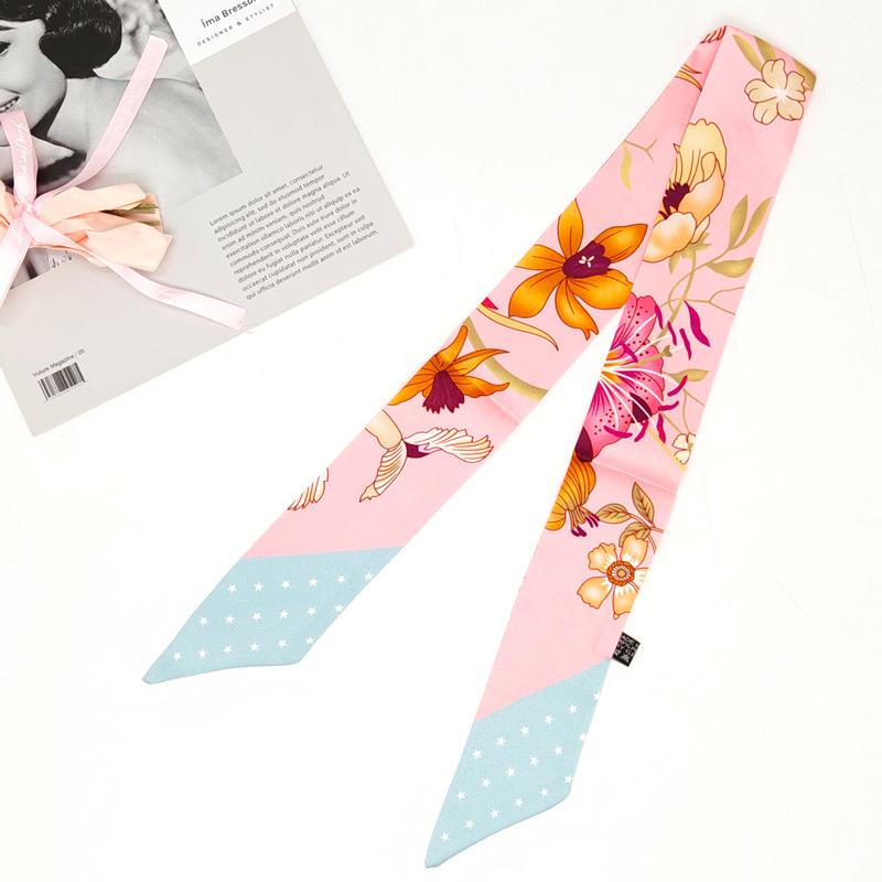 Classic New Long Small Silk Scarf, Decorative Slender Tied Bag Silk Scarf Small Ribbon Scarf Small Streamer Women's Scarf