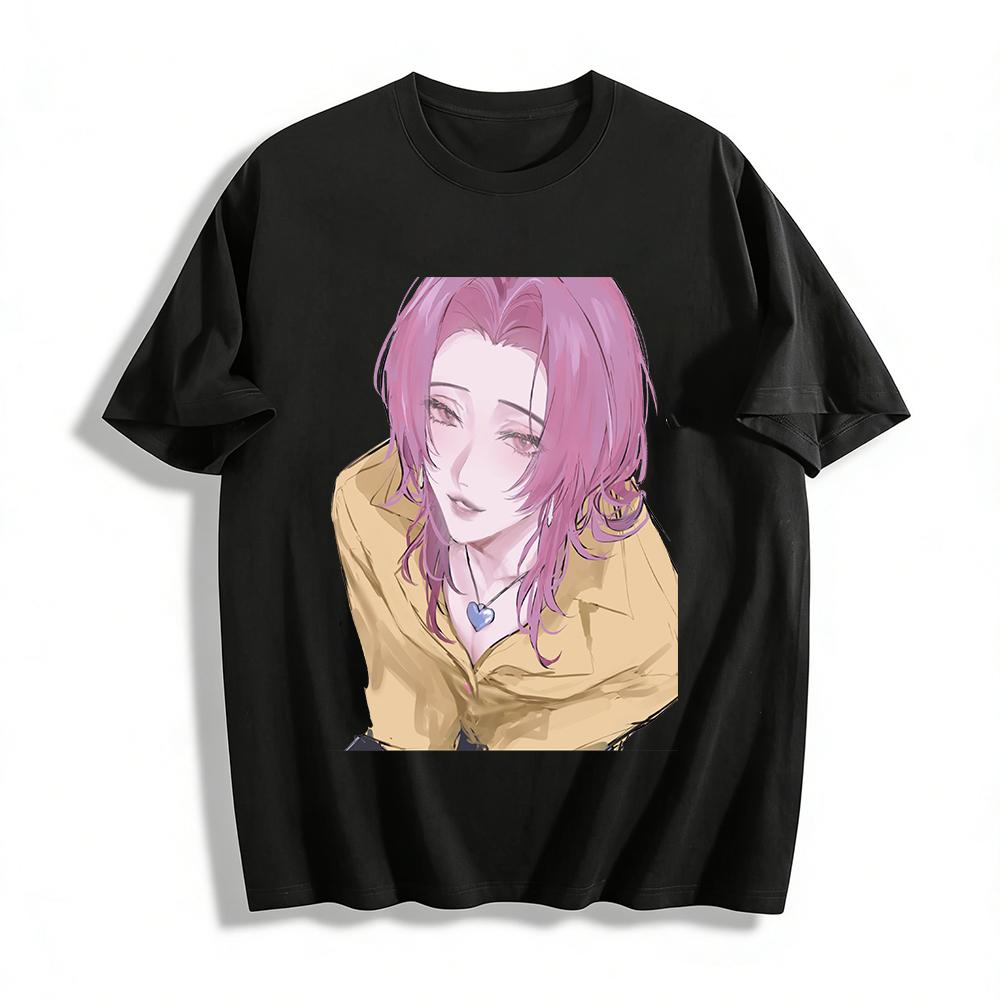

Y2K Style Pink-haired Character Print Casual Top Trendy Loose Long-sleeve T-shirt For Daily Commute Pure cotton T-shirt XXS