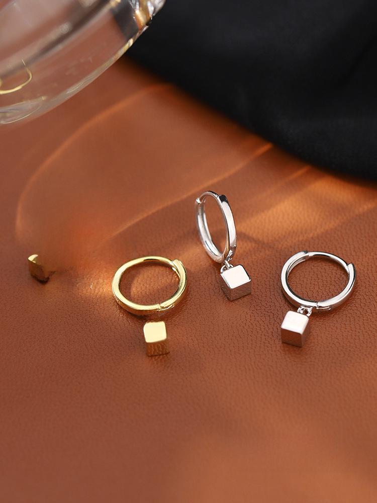 925 Sterling Silver Geometric Square Ear Cuffs - Cold Style 2021