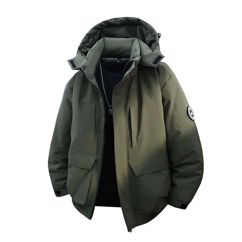

Men s Hooded Cotton Jacket - Fleece Lined, Thickened, Warm Workwear for Autumn/Winter, Plus Size Available XL армія зелений колір