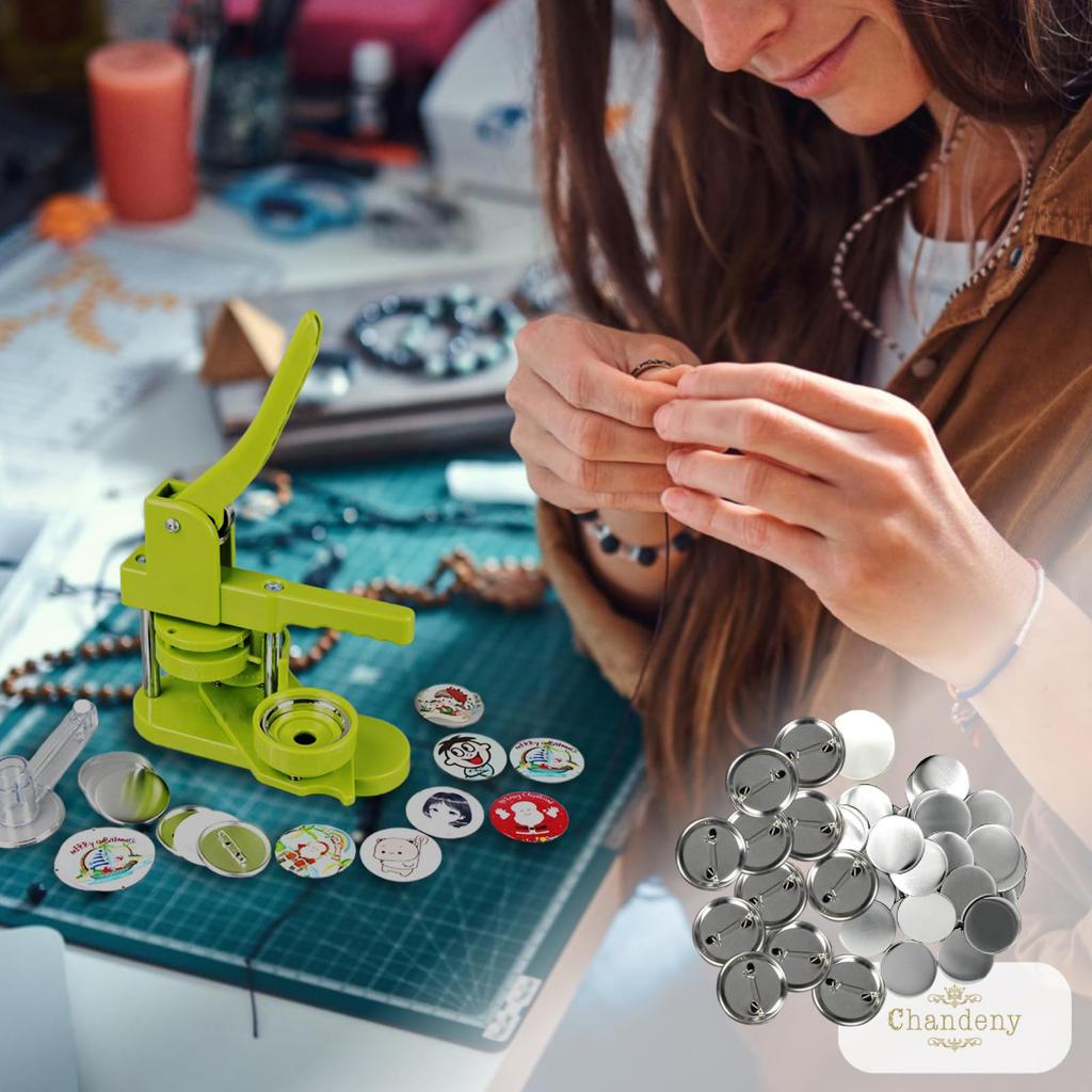 Chandini Badge Parts, 58mm, 200 Pieces with Washers, Made of Film and Tin Shell, Glossy Surface, Pin Back Making Kit for DIY Badge Making Machines