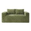Boneless Deep Seat 2-Seater, No Assembly Foam Floor Couch, Plush Corduroy Fabric, Living Room Sofa for Small Space Apartment, Bedroom, Office (green)