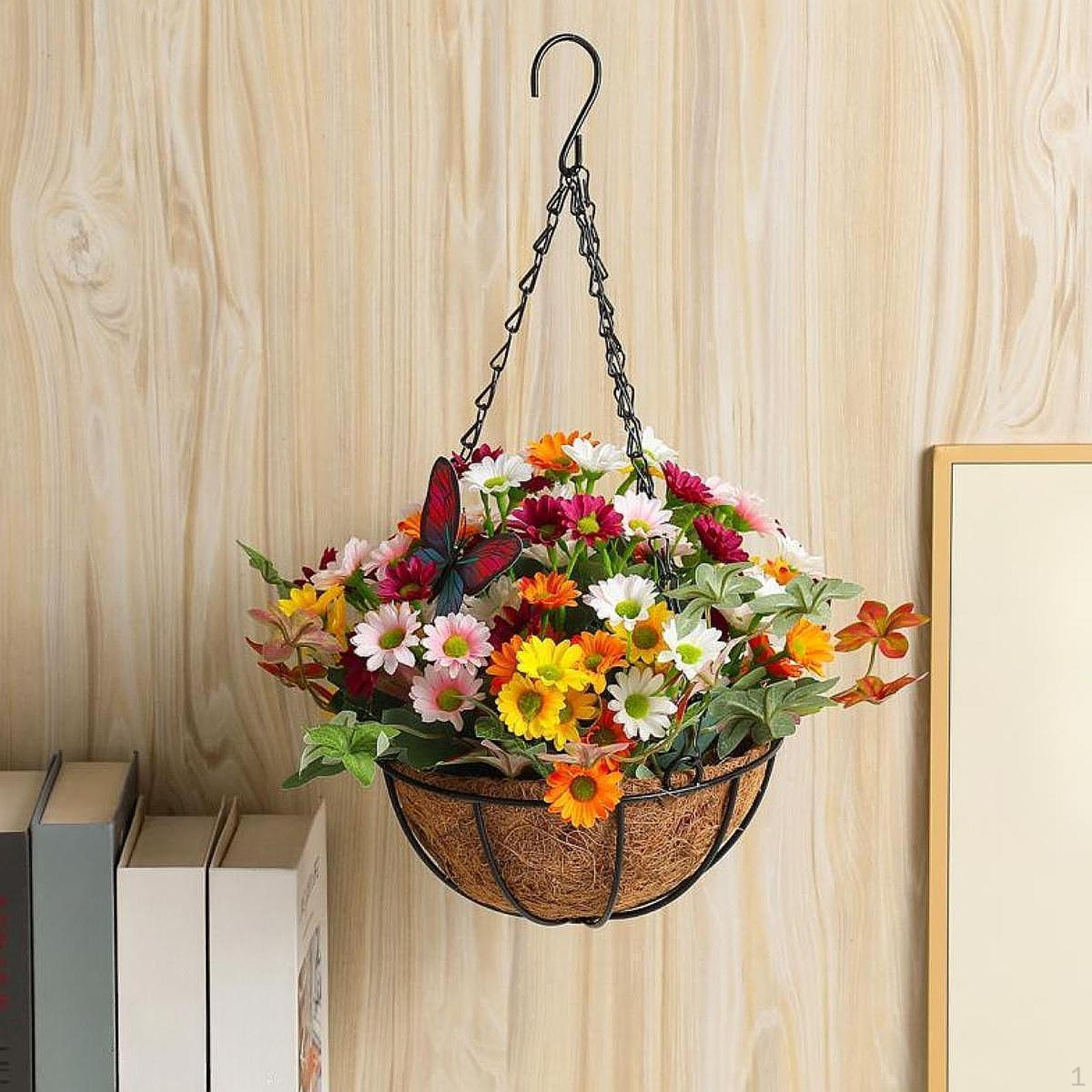

Artificial Faux Hanging Flowers Plants Basket Decorarion Gift Elegant Planter for Style D