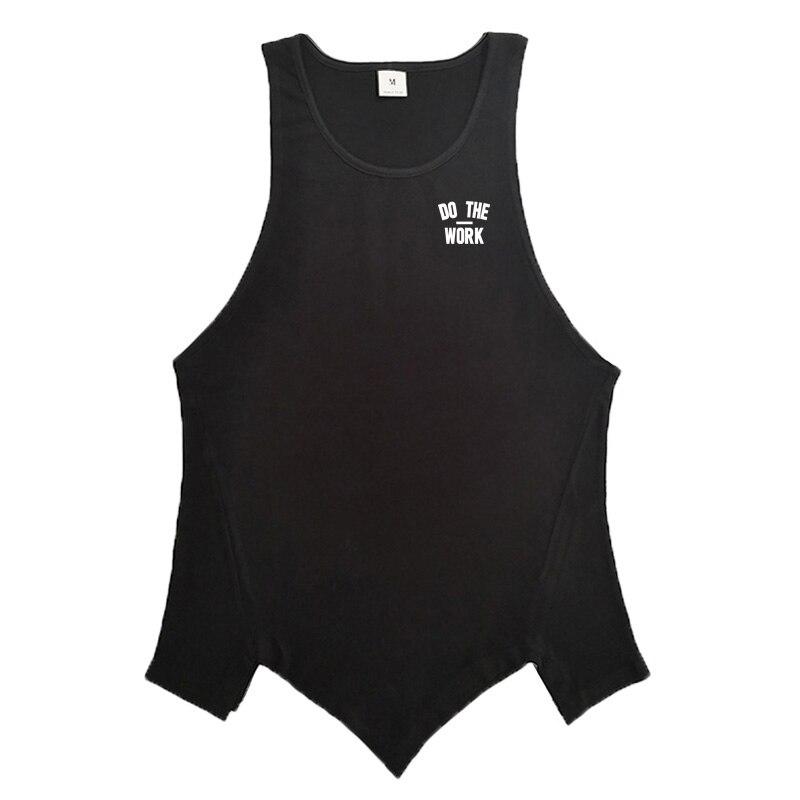 Muscleguys Herren Gym Kleidung Sommer Baumwolle Druck DO THE WORK Sportweste Fitness Unregelmäßiger Saum Ärmellose T-SHIRTS Personalisiert