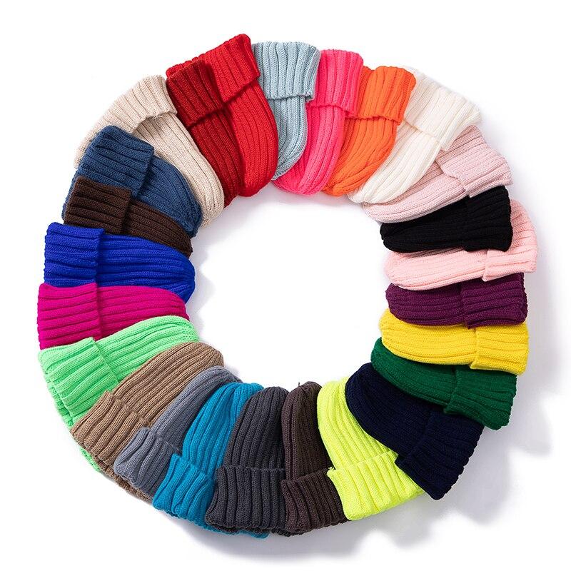 Classic Daily Women's Winter Hat Solid Warm Soft Hip Hop Autumn Knitted Hats Canady Colors Streetwear Beanies Cap